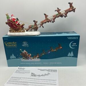 Carole Towne Santa Sleigh & Reindeer Taking Off Christmas Eve LED Lighted Decor